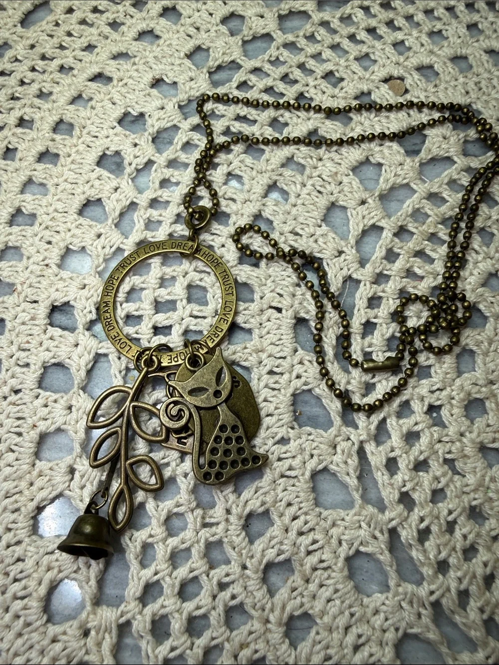 bronze charming cat 26” necklace